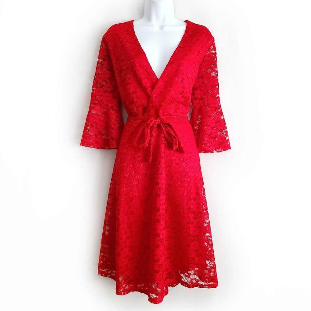 Red Laced Midi Dress